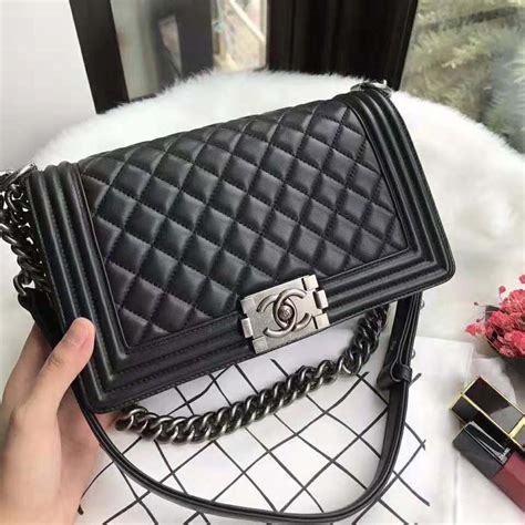 chanel boy bag black metal